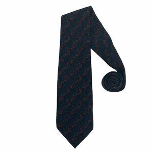 Valentino Cravatte Necktie Men's Navy Blue Red Flowers Diagonal Floral 100% Silk